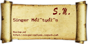 Singer Mátyás névjegykártya